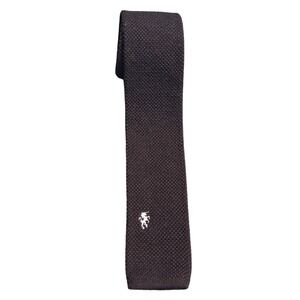 Bronzini Vintage Wool Knit Tie Made in Italy Brown Unicorn Logo Square Bottom